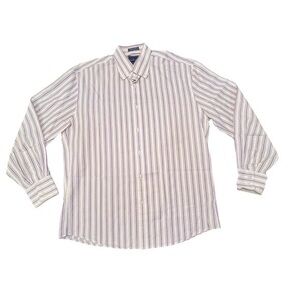 Faconnable Button-Up Shirt Mens Size‎ Large Long Sleeve Purple Striped Y2K 90s
